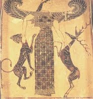 3.Η θεά Άρτεμης με ελάφι και πάνθηρα, από τον κρατήρα του Κλειτία, 570-560 π.Χ.