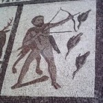 Ο Ηρακλής και οι Στυμφαλίδες όρνιθες. Λεπτομέρεια από ρωμαϊκό μωσαϊκό στη Llíria (Ισπανία)